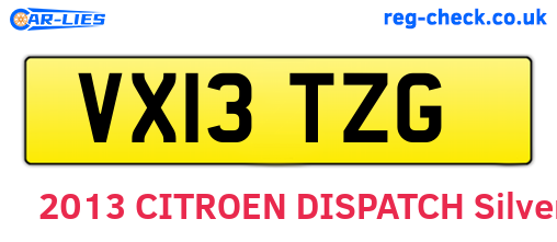 VX13TZG are the vehicle registration plates.