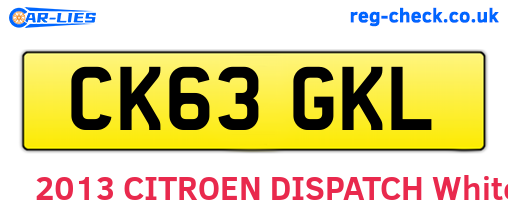 CK63GKL are the vehicle registration plates.