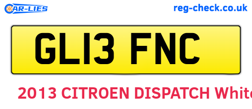 GL13FNC are the vehicle registration plates.