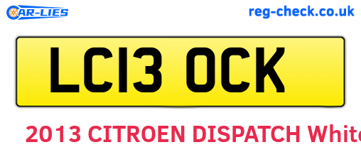 LC13OCK are the vehicle registration plates.