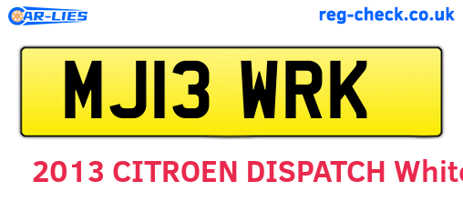 MJ13WRK are the vehicle registration plates.