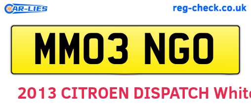 MM03NGO are the vehicle registration plates.
