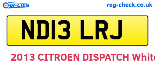 ND13LRJ are the vehicle registration plates.