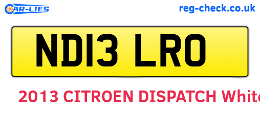 ND13LRO are the vehicle registration plates.