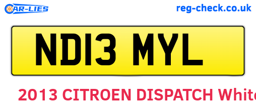 ND13MYL are the vehicle registration plates.