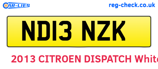 ND13NZK are the vehicle registration plates.