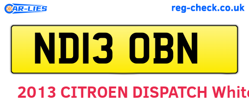 ND13OBN are the vehicle registration plates.