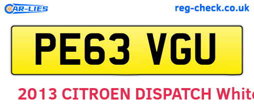 PE63VGU are the vehicle registration plates.