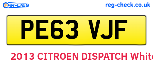 PE63VJF are the vehicle registration plates.