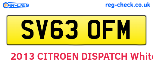 SV63OFM are the vehicle registration plates.