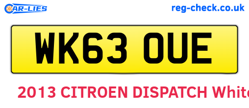 WK63OUE are the vehicle registration plates.