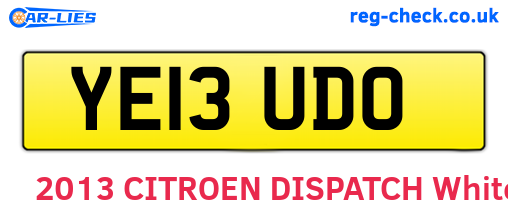YE13UDO are the vehicle registration plates.