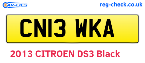 CN13WKA are the vehicle registration plates.