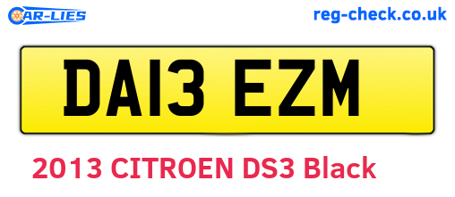 DA13EZM are the vehicle registration plates.