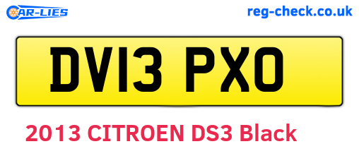 DV13PXO are the vehicle registration plates.