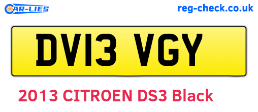 DV13VGY are the vehicle registration plates.