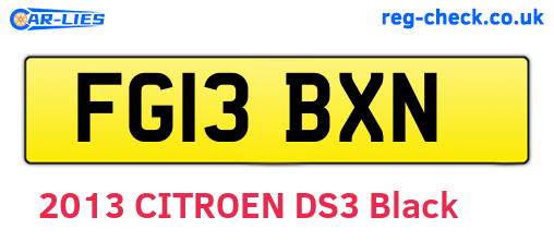 FG13BXN are the vehicle registration plates.