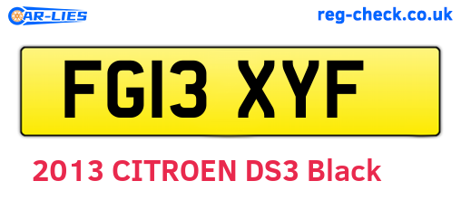 FG13XYF are the vehicle registration plates.