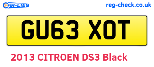 GU63XOT are the vehicle registration plates.