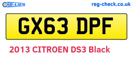 GX63DPF are the vehicle registration plates.