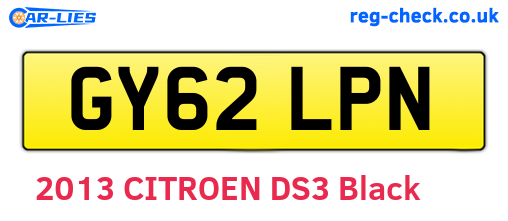 GY62LPN are the vehicle registration plates.