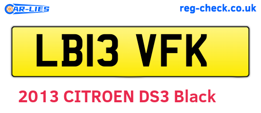 LB13VFK are the vehicle registration plates.