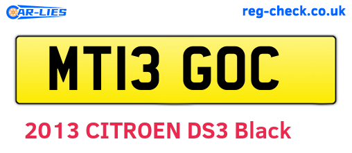 MT13GOC are the vehicle registration plates.