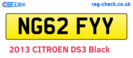 NG62FYY are the vehicle registration plates.