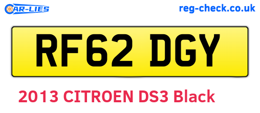 RF62DGY are the vehicle registration plates.