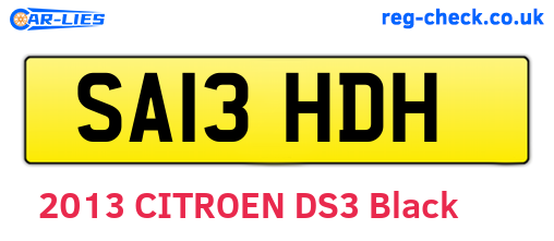 SA13HDH are the vehicle registration plates.