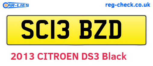 SC13BZD are the vehicle registration plates.