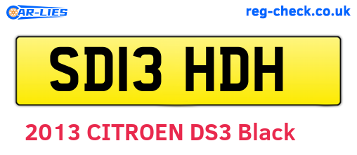 SD13HDH are the vehicle registration plates.