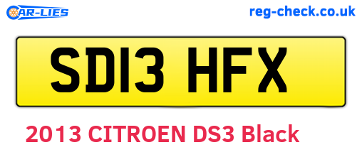SD13HFX are the vehicle registration plates.