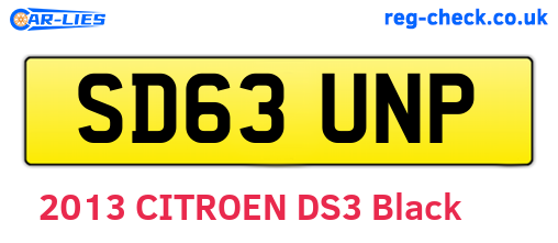 SD63UNP are the vehicle registration plates.