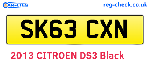 SK63CXN are the vehicle registration plates.