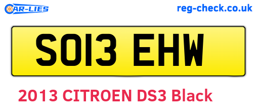SO13EHW are the vehicle registration plates.
