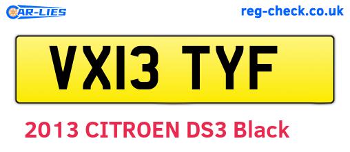 VX13TYF are the vehicle registration plates.