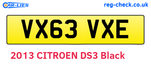 VX63VXE are the vehicle registration plates.