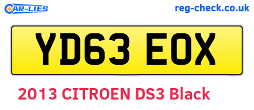 YD63EOX are the vehicle registration plates.