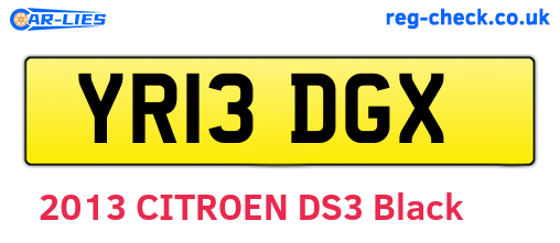 YR13DGX are the vehicle registration plates.