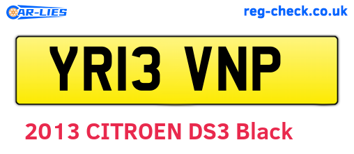 YR13VNP are the vehicle registration plates.