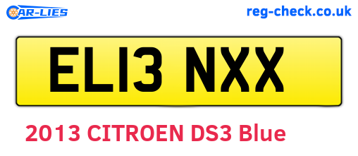 EL13NXX are the vehicle registration plates.