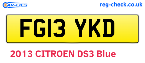 FG13YKD are the vehicle registration plates.