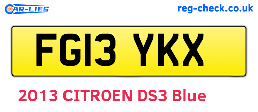 FG13YKX are the vehicle registration plates.