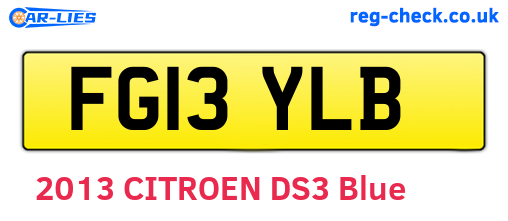 FG13YLB are the vehicle registration plates.