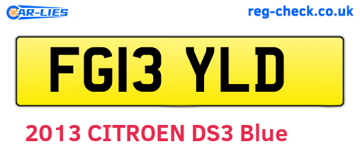 FG13YLD are the vehicle registration plates.