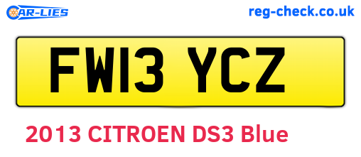 FW13YCZ are the vehicle registration plates.
