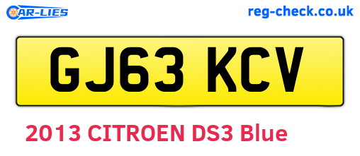 GJ63KCV are the vehicle registration plates.