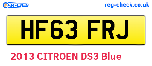 HF63FRJ are the vehicle registration plates.