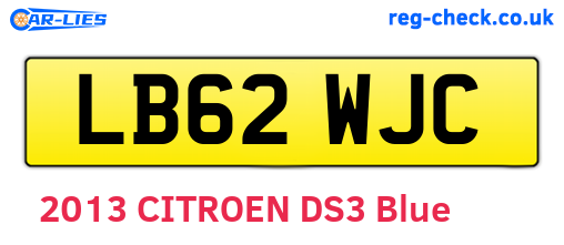 LB62WJC are the vehicle registration plates.